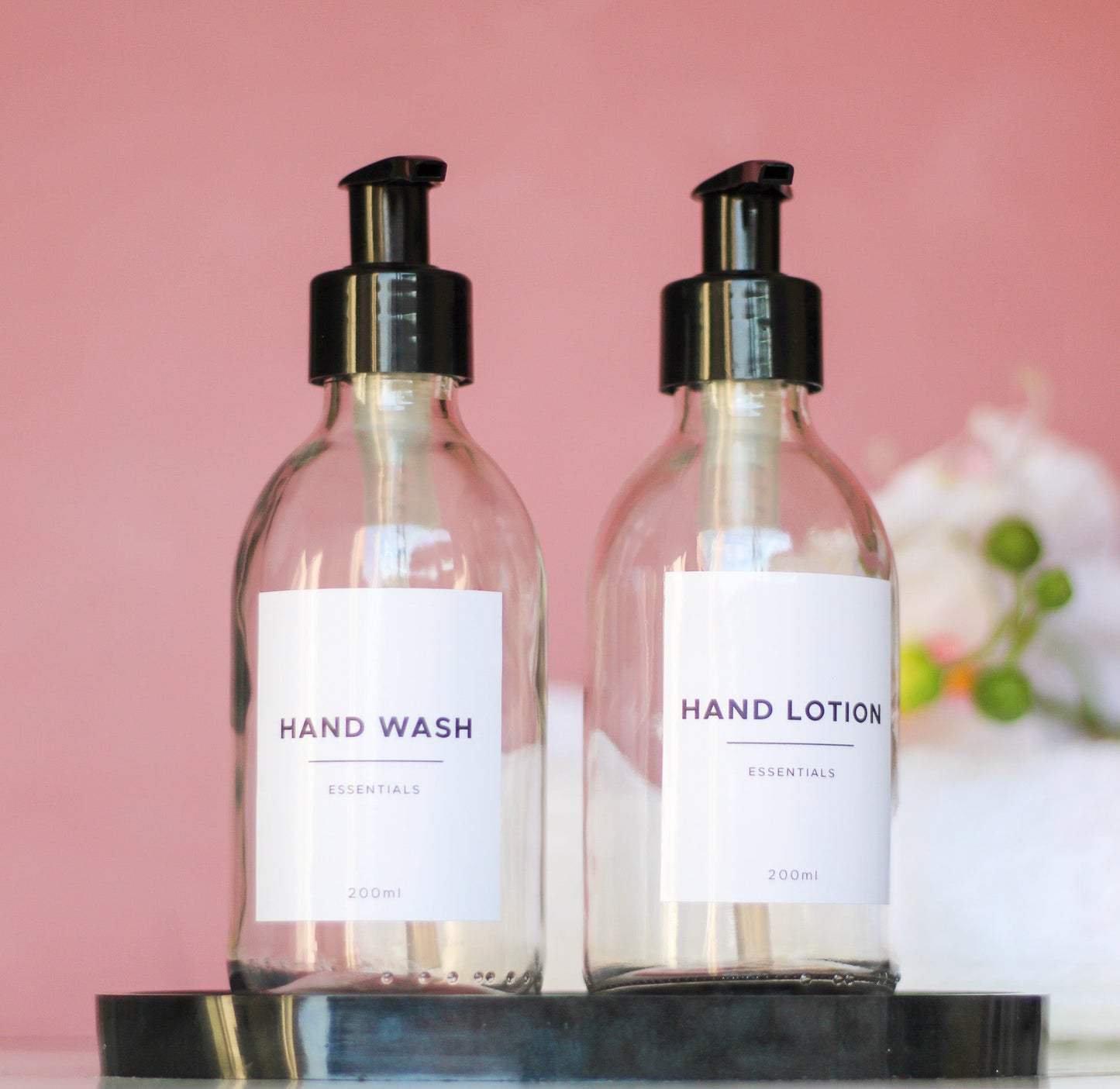 Hand Wash & Hand Lotion Set – 200ml Glass Bottles