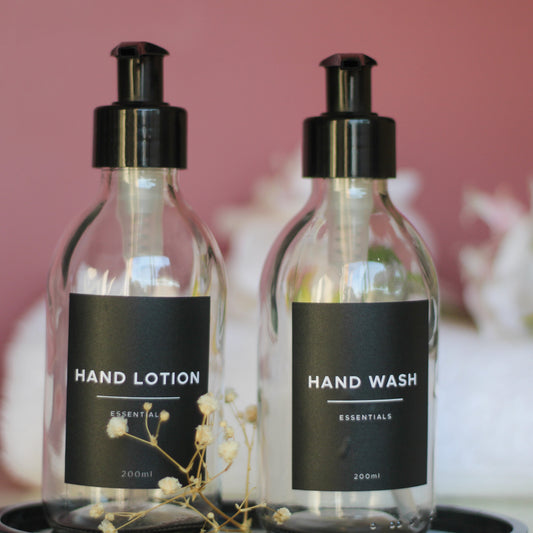 Hand Wash & Hand Lotion Set - 200ml Glass Bottles