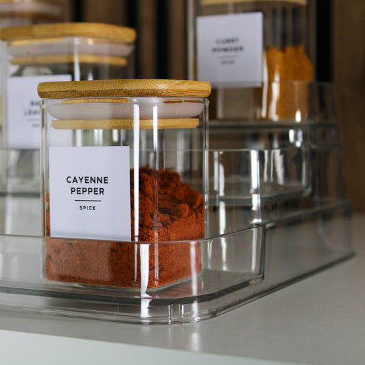 200ml Square Glass Jar with Bamboo Lid