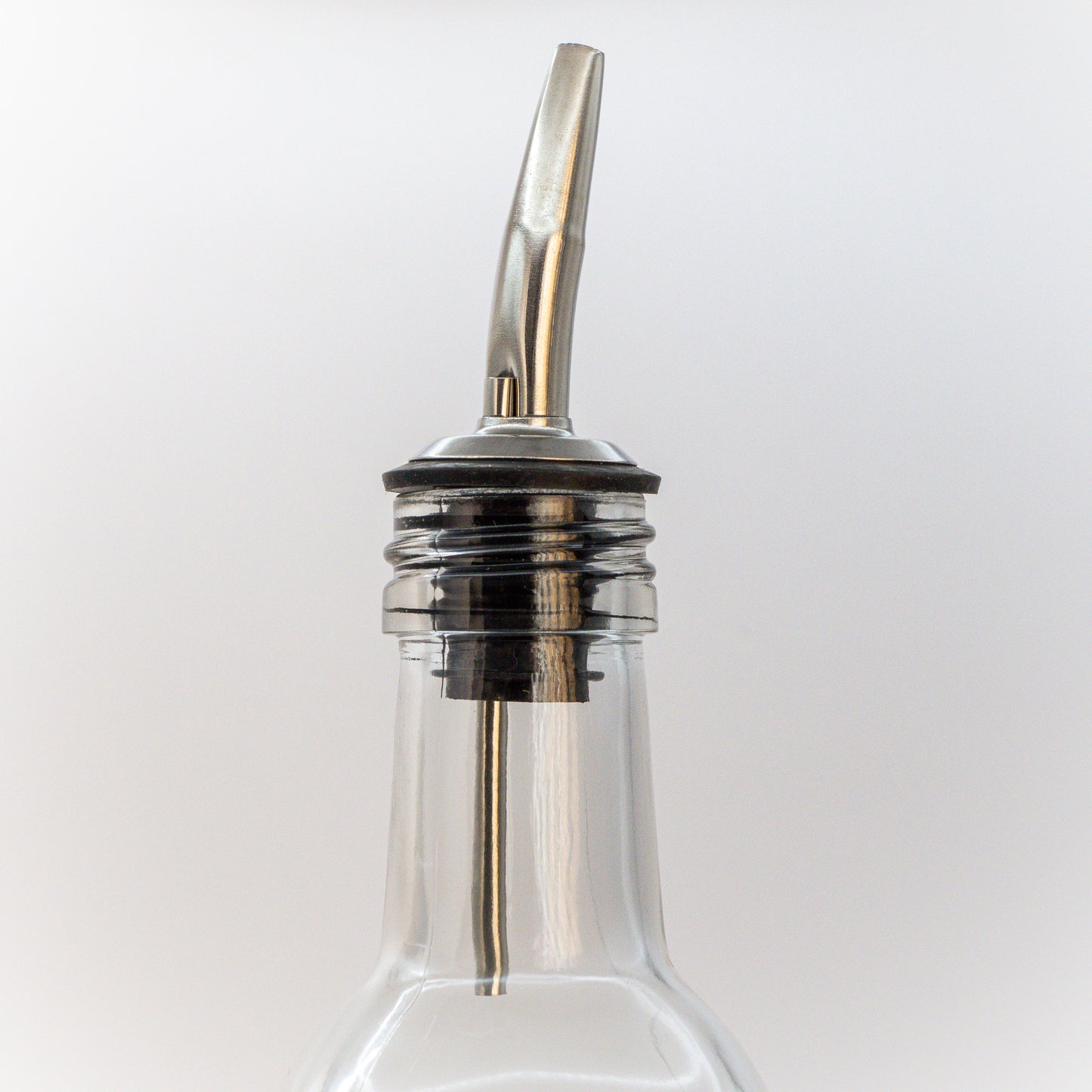 Square Glass Oil Dispenser with Silver Pourer