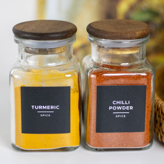 180ml Rustic Square Glass Jar with Acacia Lid