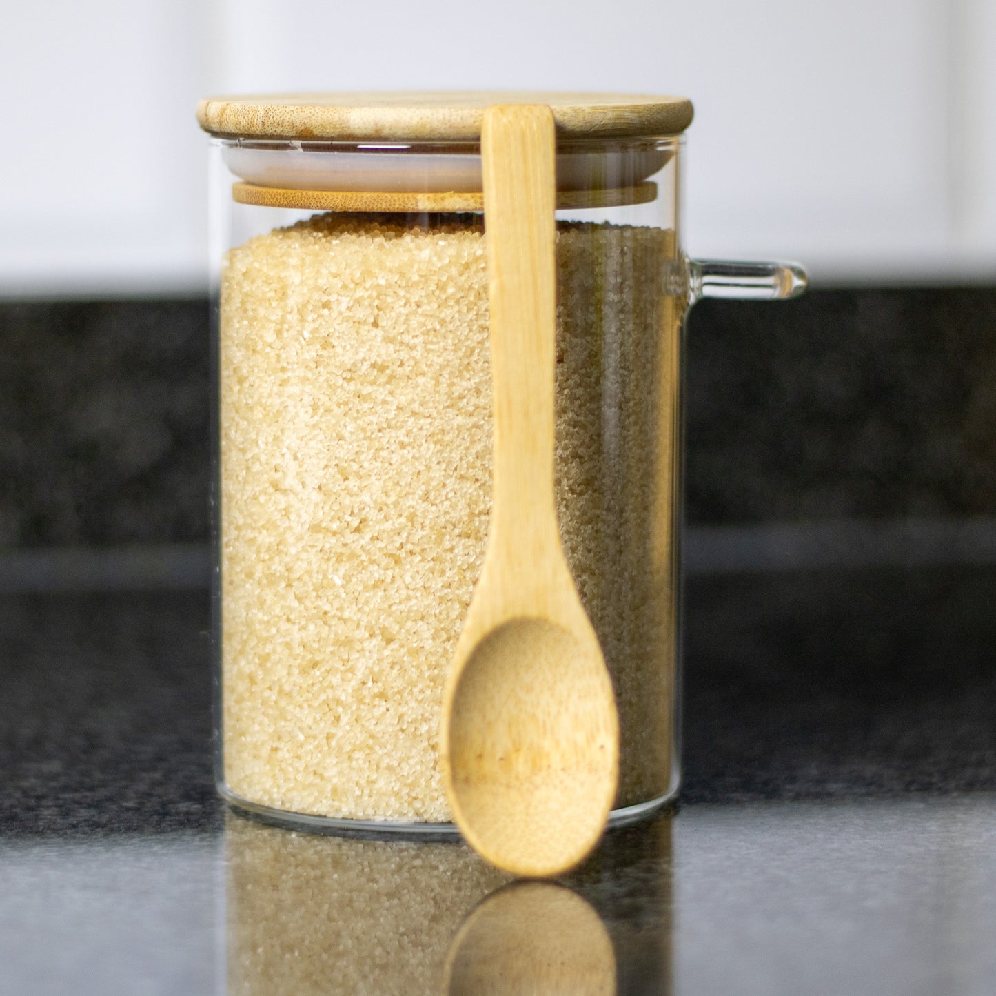 550ml Round Glass Jar with Bamboo Lid & Spoon