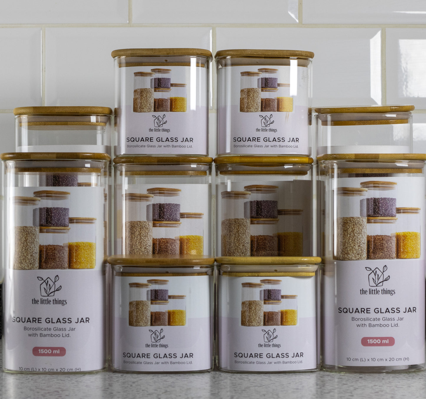 2500ml Square Glass Jar with Bamboo Lid