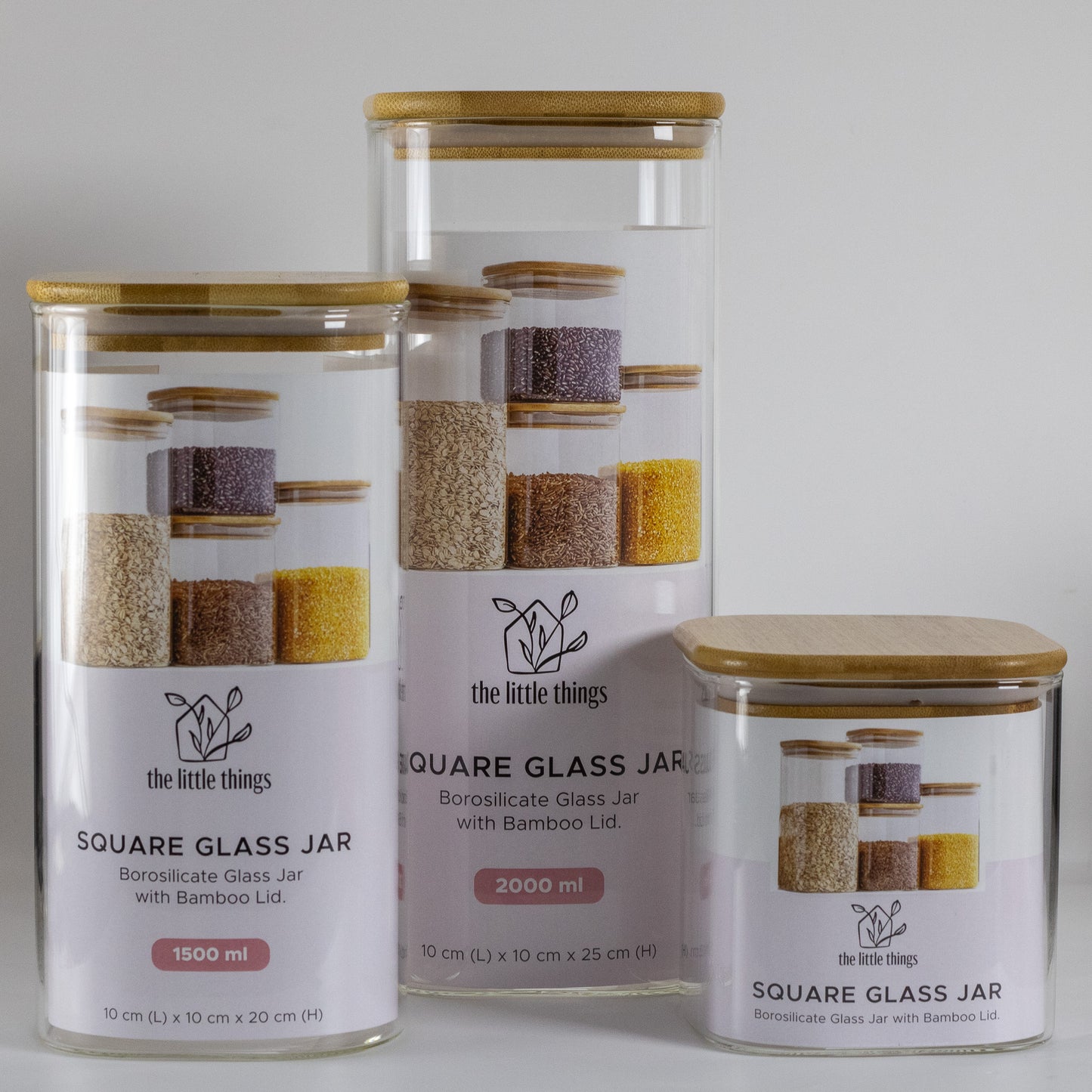 750ml Square Glass Jar with Bamboo Lid