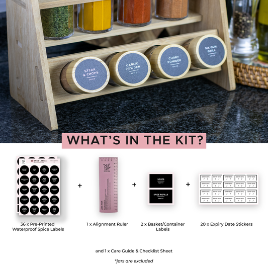 Round Spice Labels Kit | 36 Pre-Printed 4cm