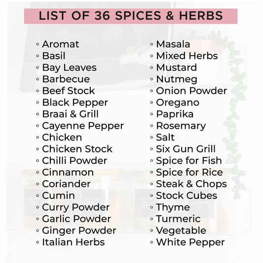 Minimalist Spice Labels Kit | 36 Pre-Printed 4x4cm