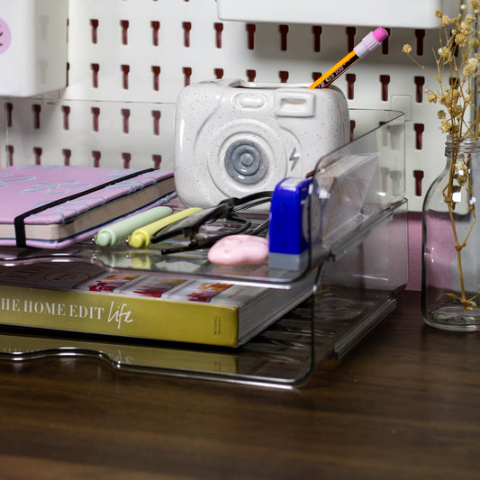 Stackable Acrylic Desk Organiser Trays (2-Pack)