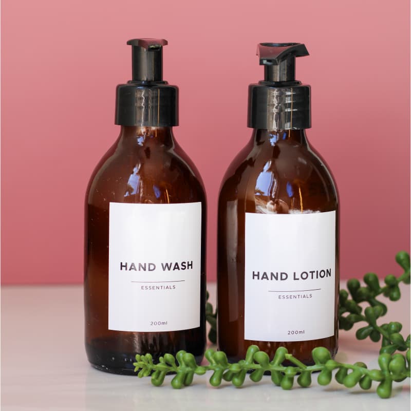 Hand Wash & Hand Lotion Set - 200ml Glass Bottles