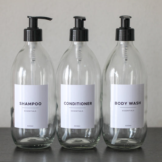 Set of 3 - 500ml Glass Pump Dispensers