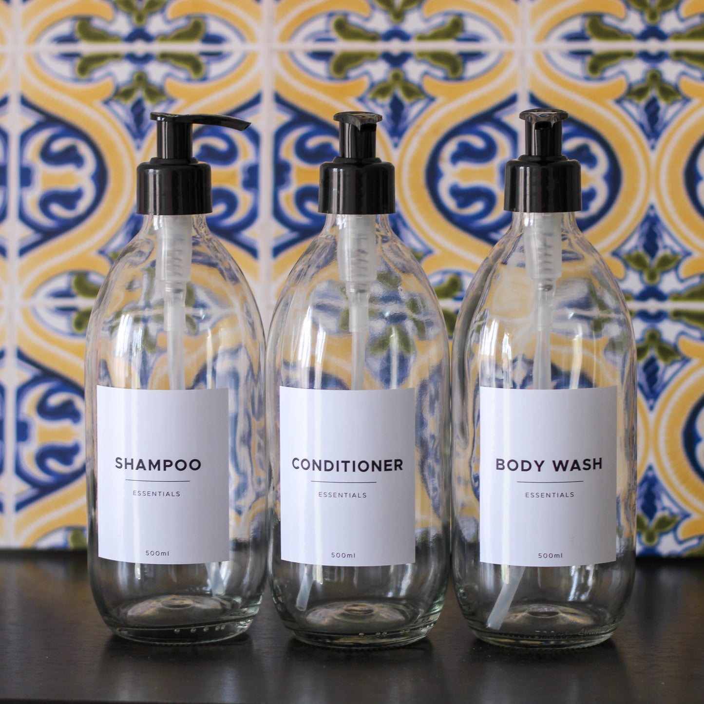 Set of 3 - 500ml Glass Pump Dispensers