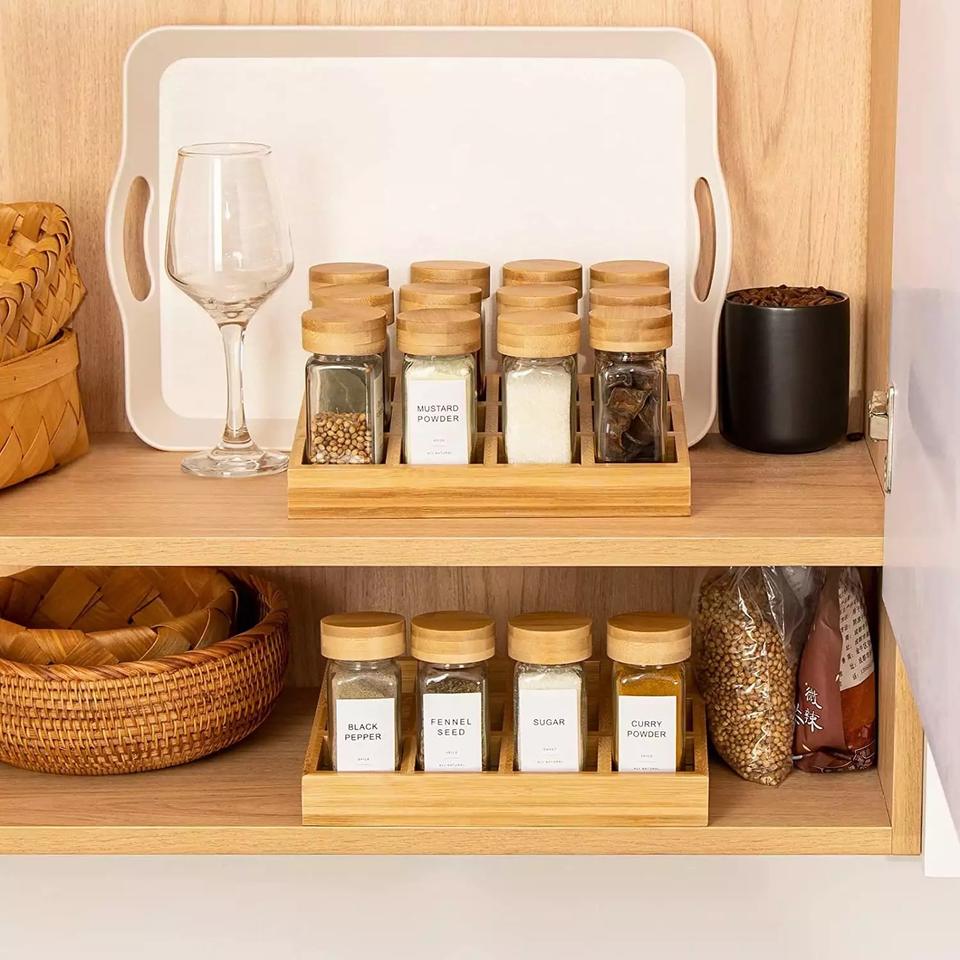 12-slot Bamboo Spice Rack