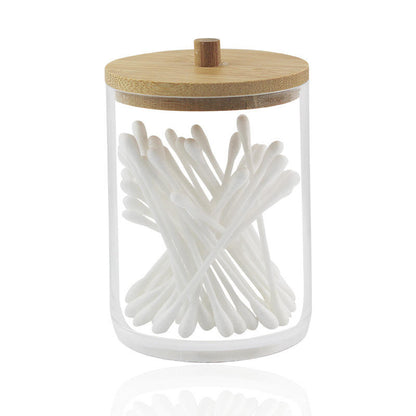 Round Acrylic Storage Jar with Bamboo Lid – Cotton Buds & Accessories