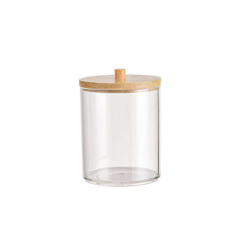 Round Acrylic Storage Jar with Bamboo Lid – Cotton Buds & Accessories