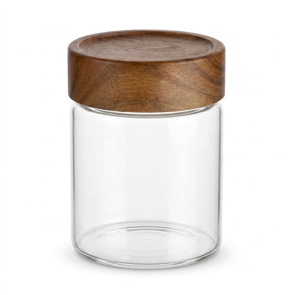 Round Glass Jar with Acacia Lid