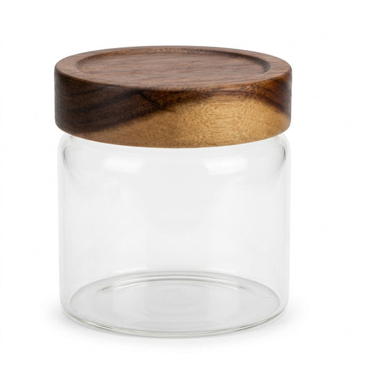 Round Glass Jar with Acacia Lid