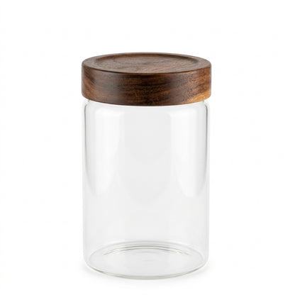 Round Glass Jar with Acacia Lid