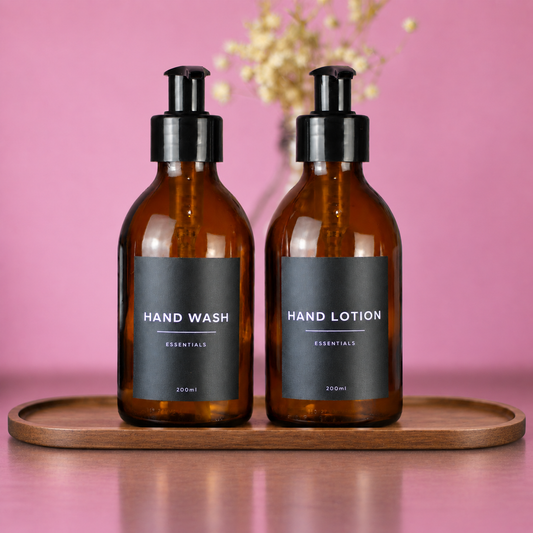 Hand Wash & Lotion Set with Wooden Tray