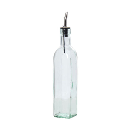 Square Glass Oil Dispenser with Silver Pourer