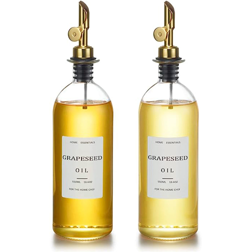 500ml Glass Oil Dispenser with Gold Self-closing Pourer