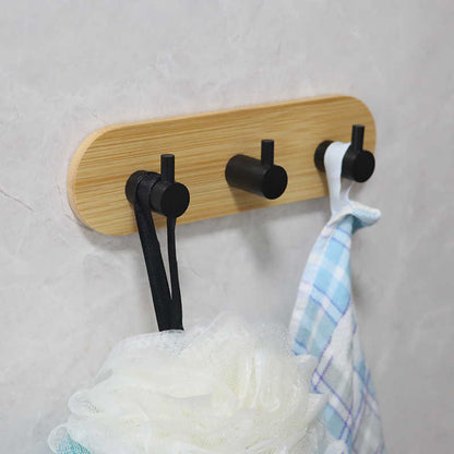 Self-Adhesive Bamboo Mini Hook Rack – 3 Hooks