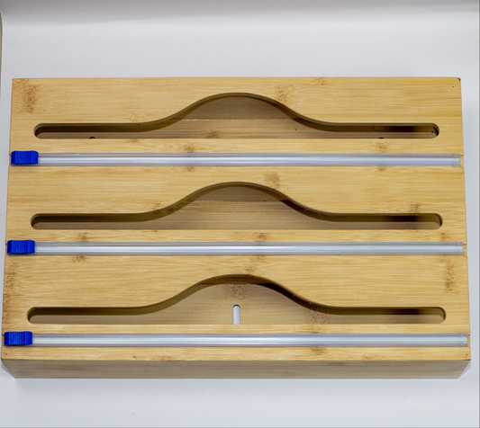 3-in-1 Bamboo Wrap Dispenser for Foil, Cling Wrap & Baking Paper