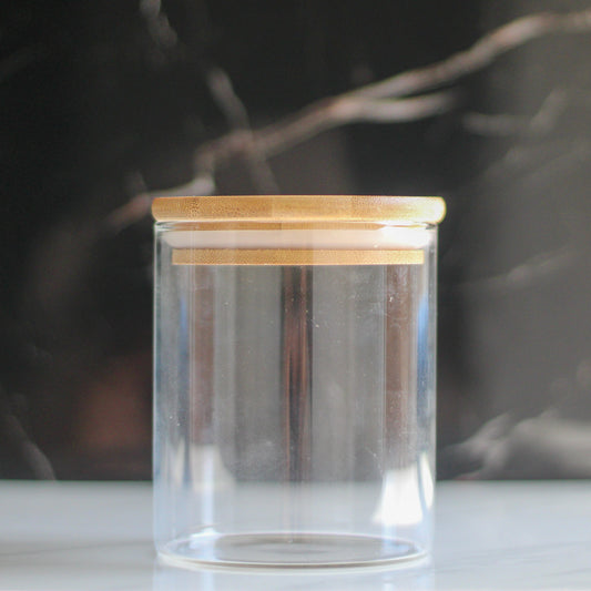 Glass storage jar with bamboo lid (450ml)