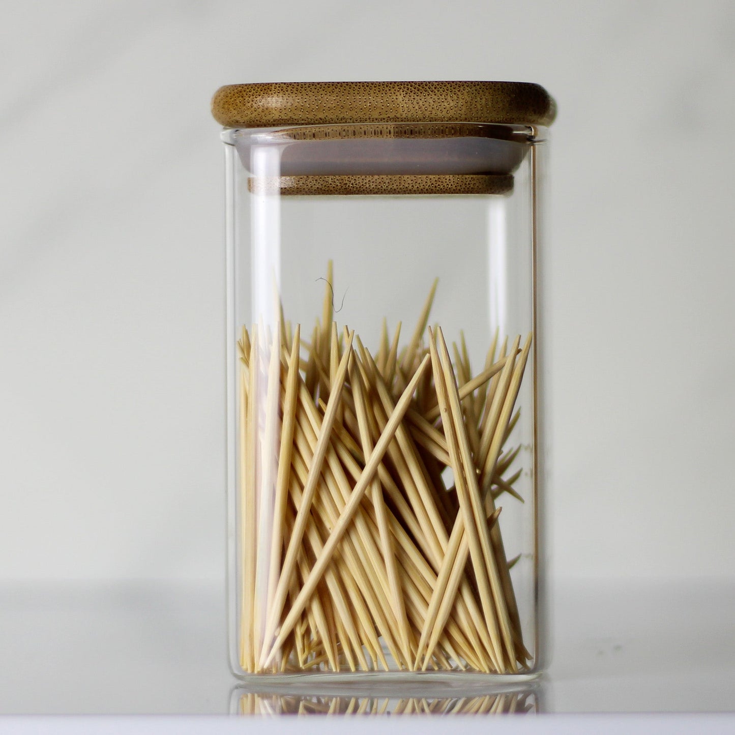 250ml square glass jar with bamboo Lid