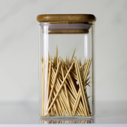 250ml square glass jar with bamboo Lid