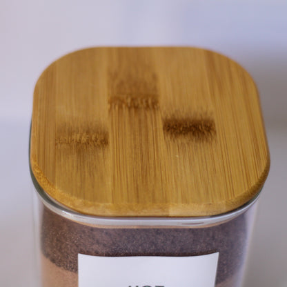 Square Glass Jar w/a Bamboo Lid (750ml)