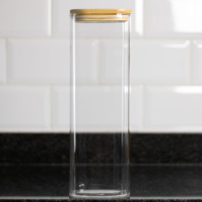 Square Glass Jar w/a Bamboo Lid (2500ml)