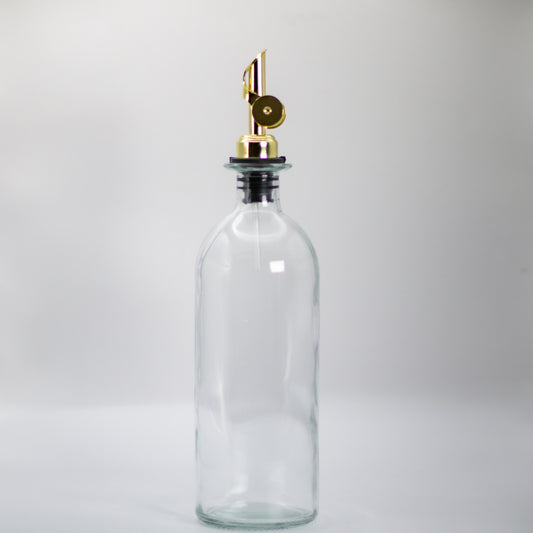 Glass Oil Dispenser Bottle with gold pourer 500ml