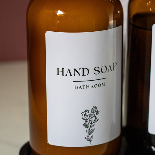 500ml Boston Round Amber Glass Dispenser with Metal Pump