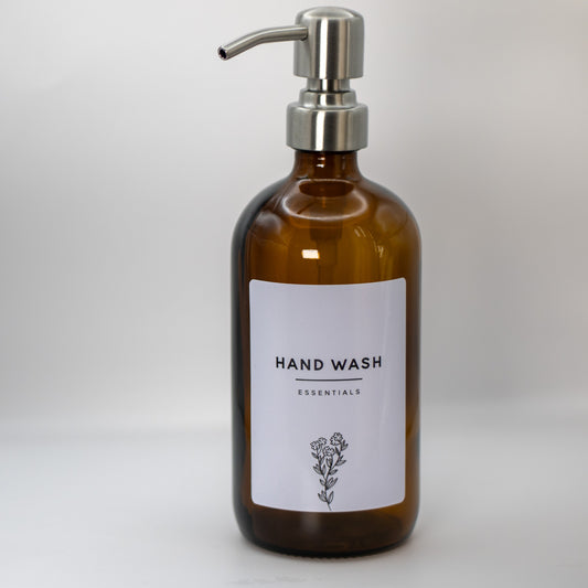 500ml Boston Round Amber Glass Dispenser with Metal Pump