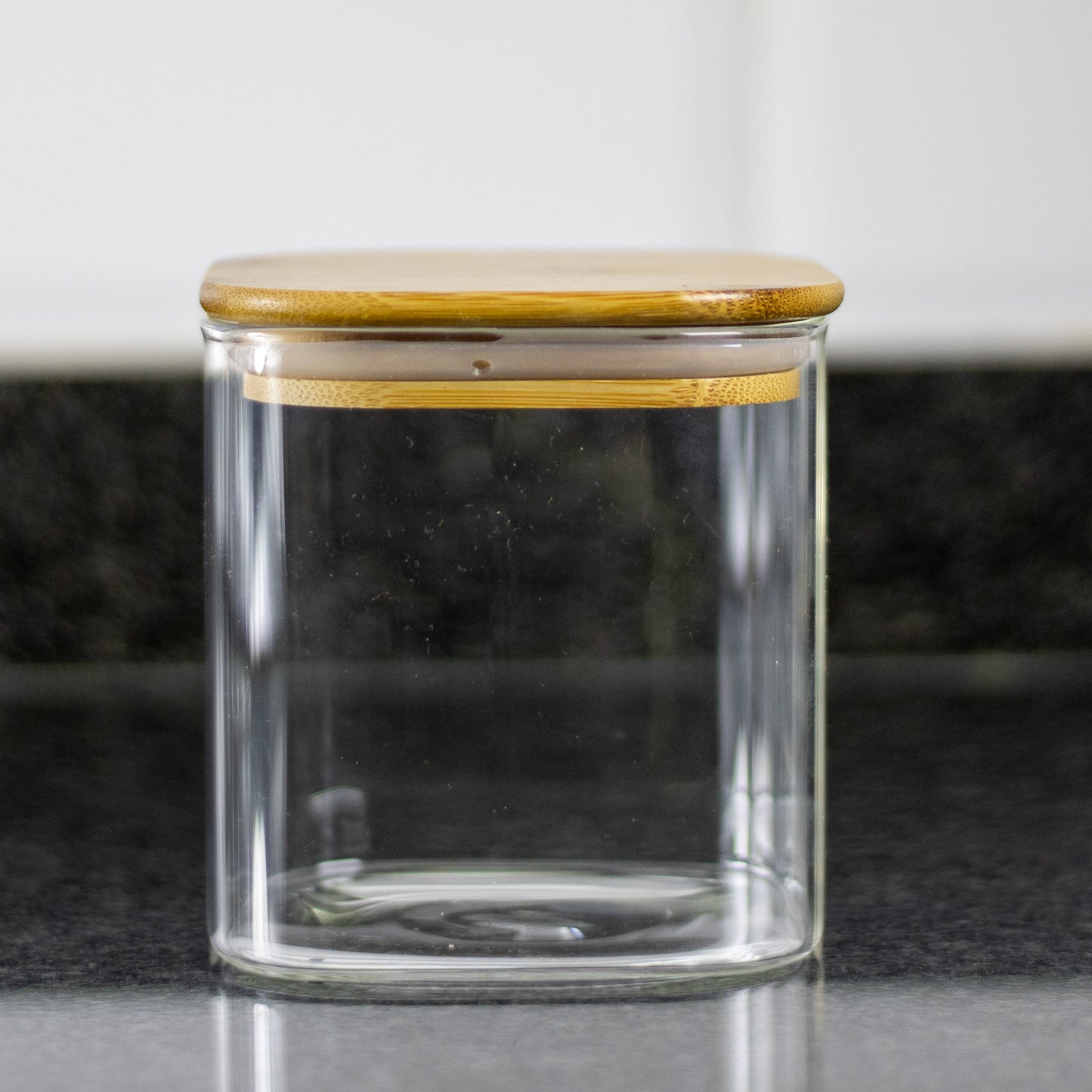 750ml Square Glass Jar with Bamboo Lid