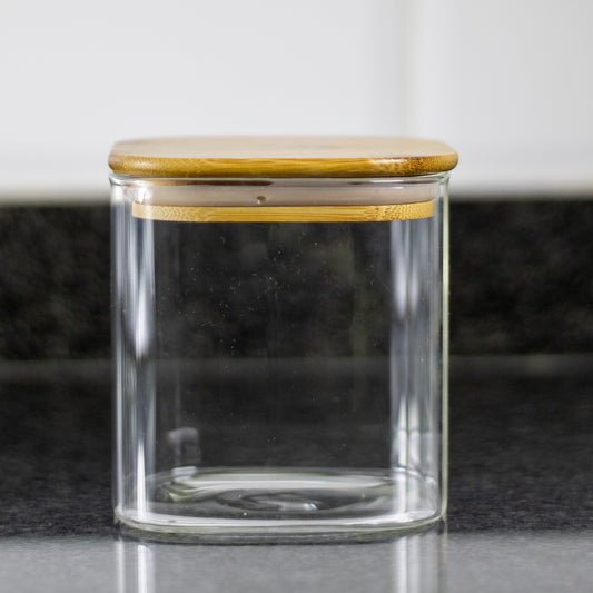750ml Square Glass Jar with Bamboo Lid