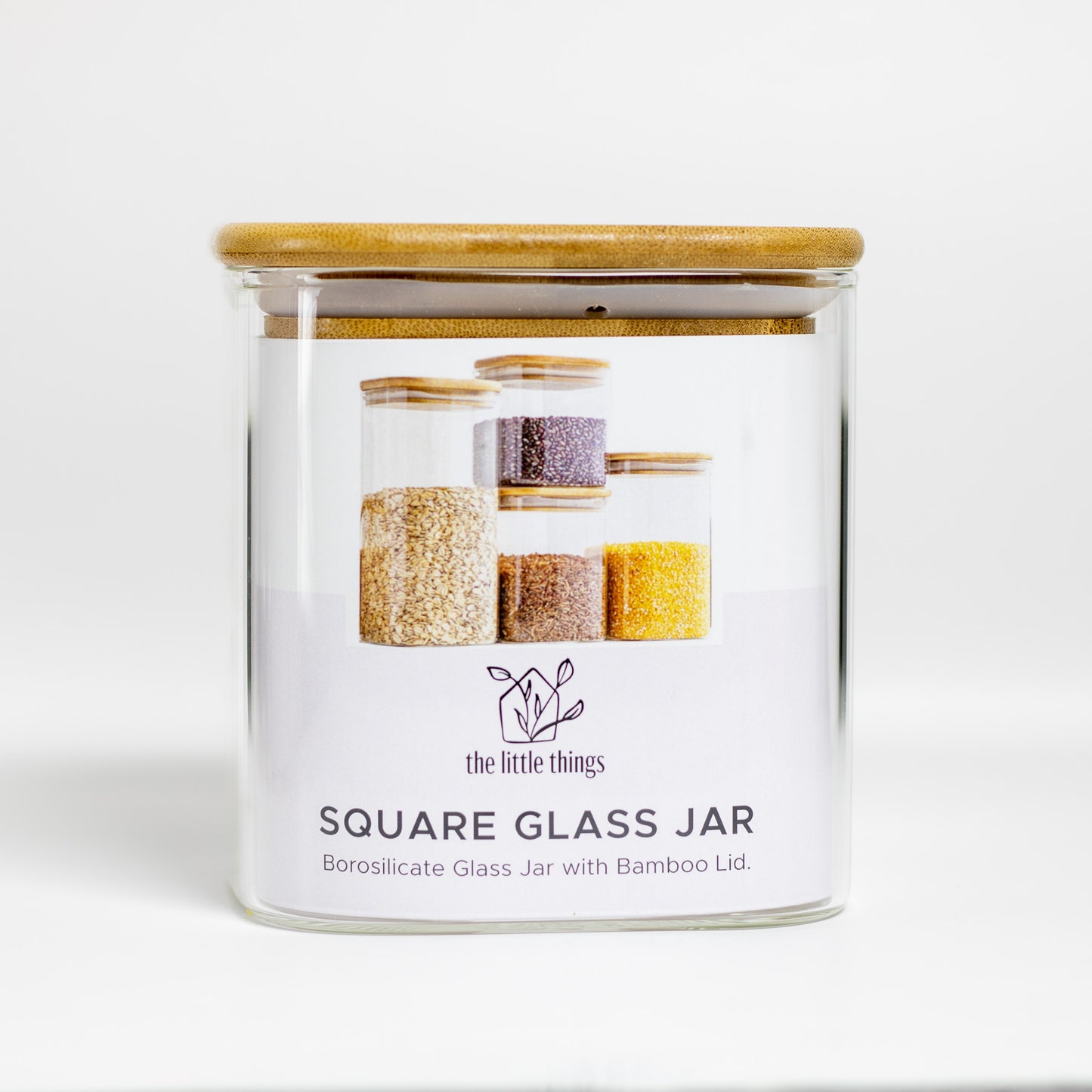 750ml Square Glass Jar with Bamboo Lid