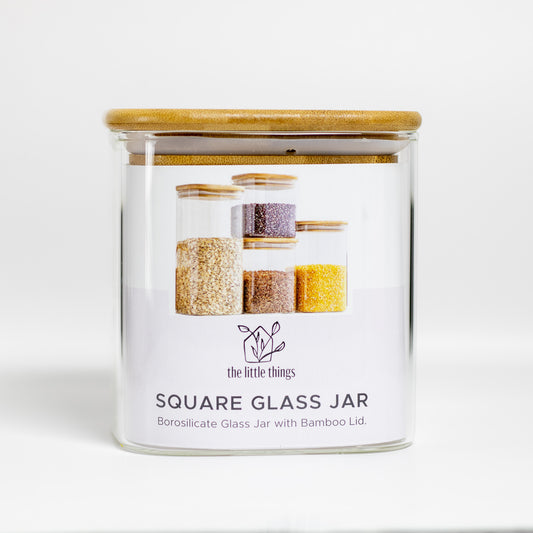 750ml Square Glass Jar with Bamboo Lid