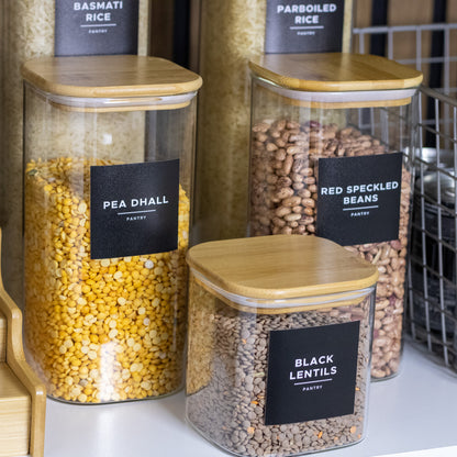 750ml Square Glass Jar with Bamboo Lid