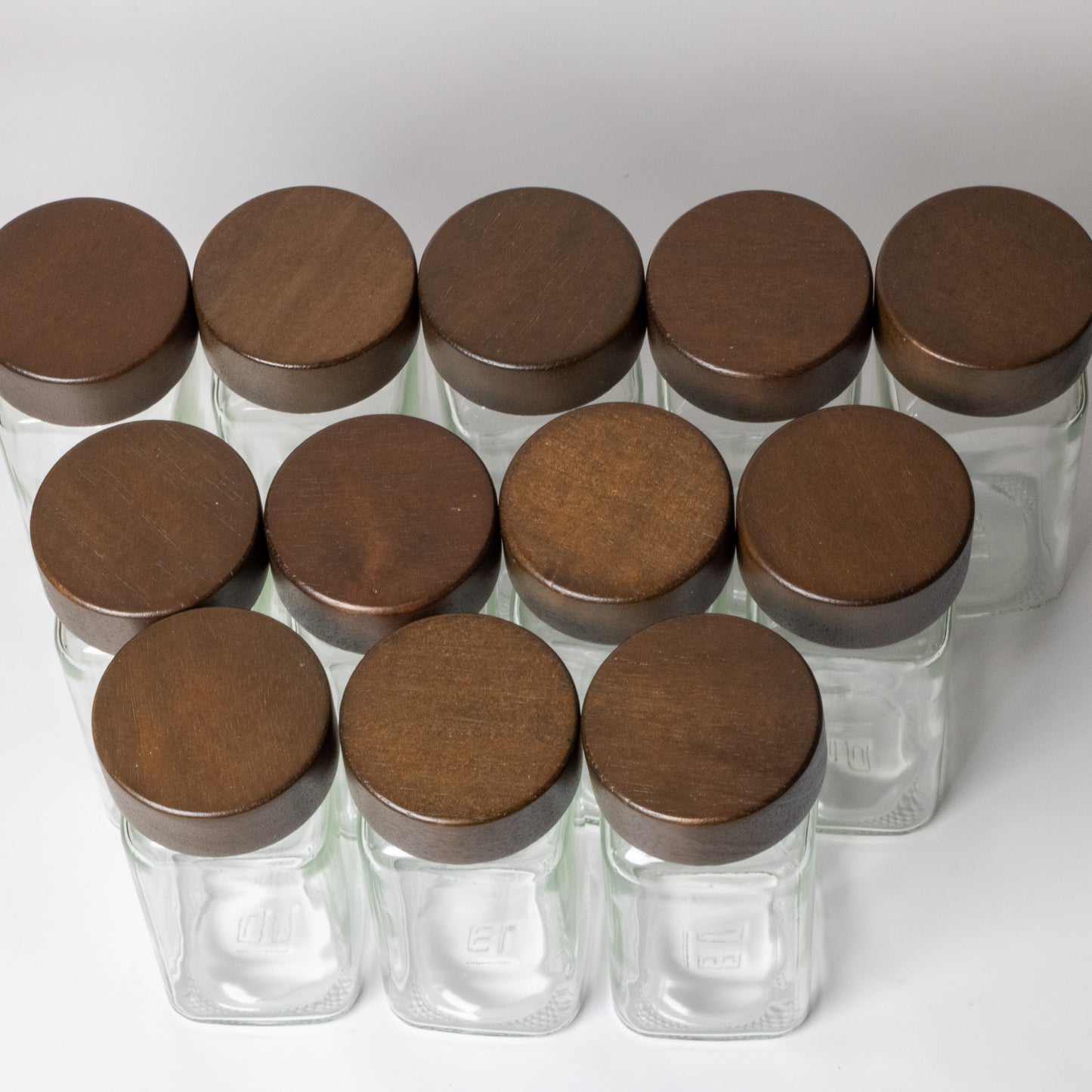 Set of 12 Spice Jars with Walnut Lid