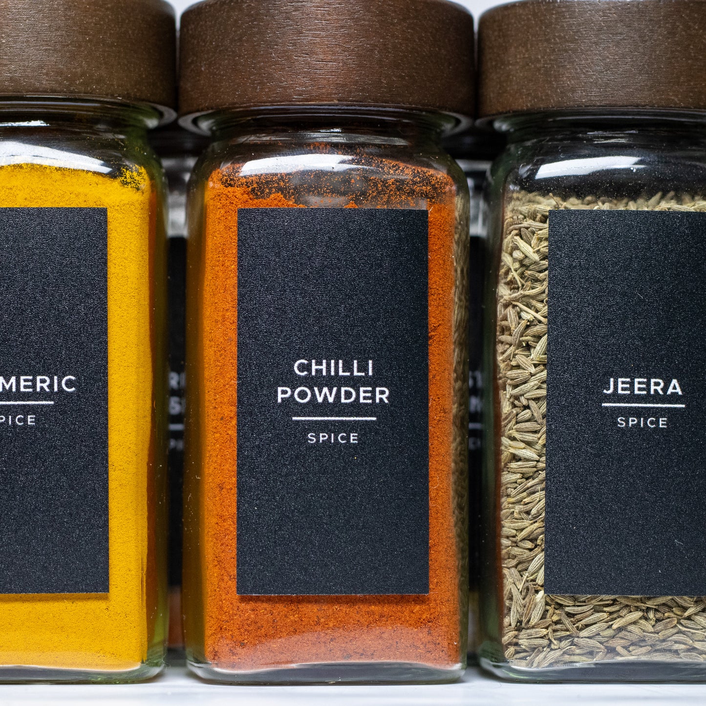 Set of 12 Spice Jars with Walnut Lid