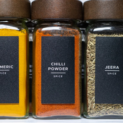 Set of 12 Spice Jars with Walnut Lid