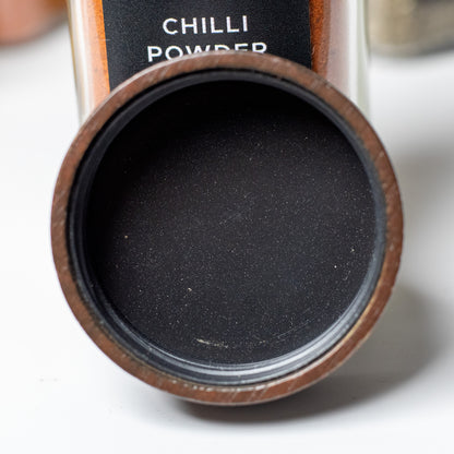 Set of 12 Spice Jars with Walnut Lid