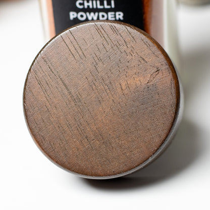 Set of 12 Spice Jars with Walnut Lid