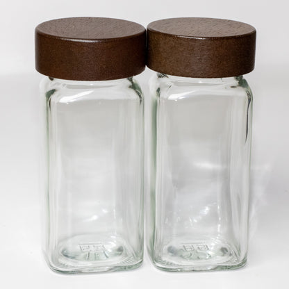 Set of 12 Spice Jars with Walnut Lid