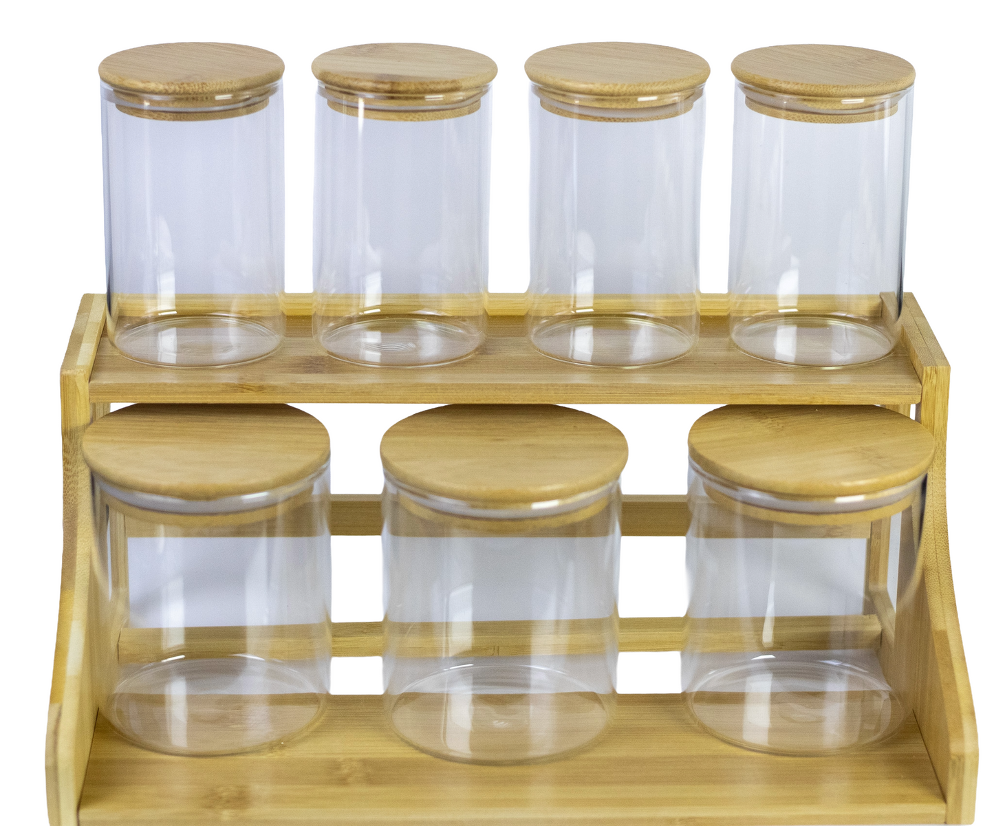 13-Piece Bamboo & Glass Jar Set with Stand