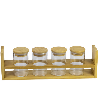 13-Piece Bamboo & Glass Jar Set with Stand