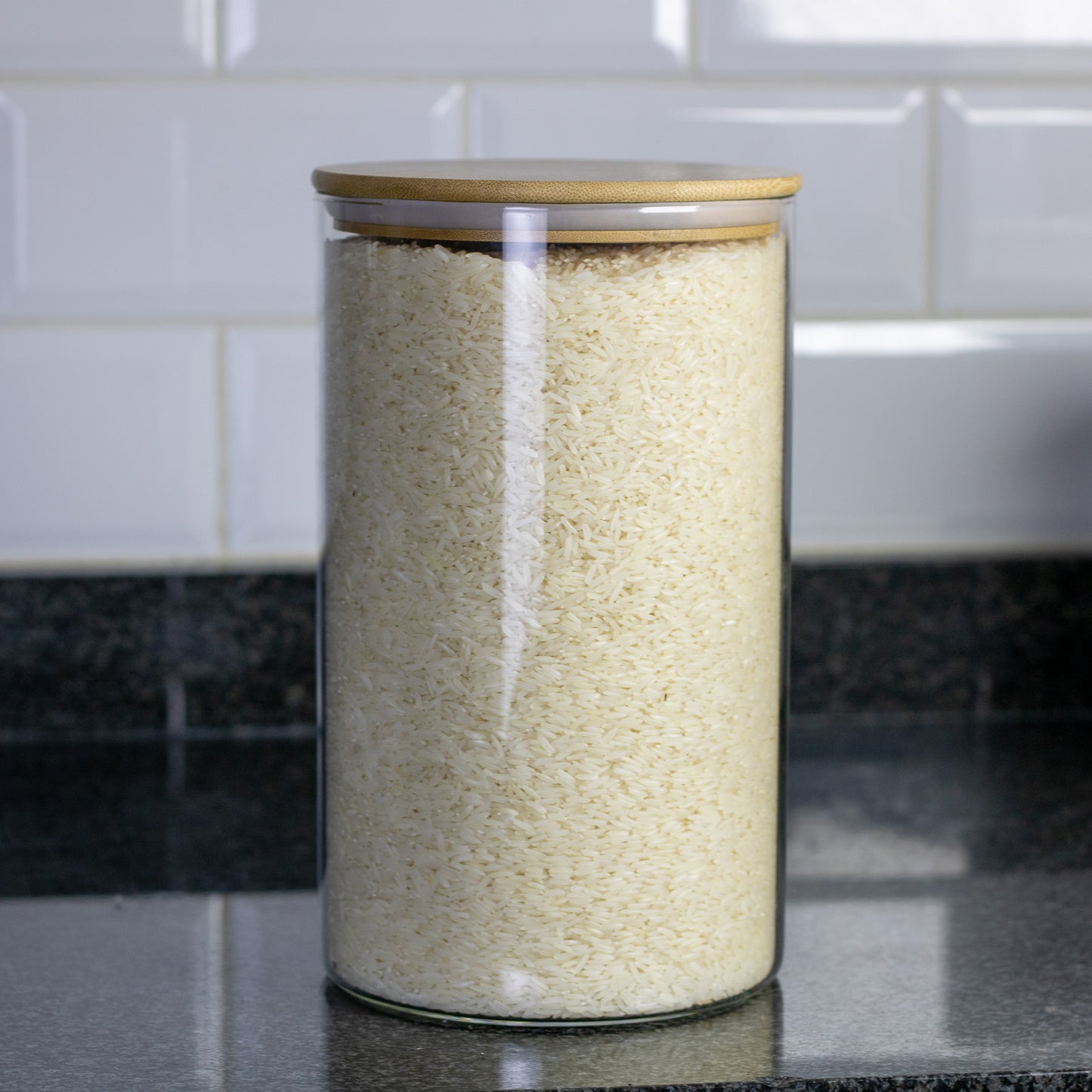 4 Litre Round Glass Jar with Bamboo Lid