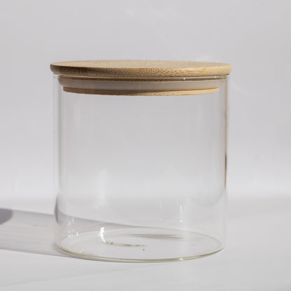 Set of 3 Round Glass Pantry Jars with Bamboo Lids