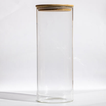 Set of 3 Round Glass Pantry Jars with Bamboo Lids