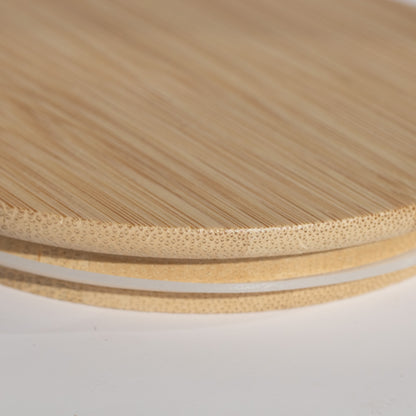 Set of 3 Round Glass Pantry Jars with Bamboo Lids